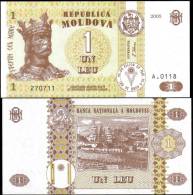 Moldova 2005 1 Leu Banknotes Uncirculated UNC - Andere & Zonder Classificatie