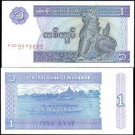 Myanmar 1996 1 Kyat Banknotes Uncirculated UNC - Sonstige & Ohne Zuordnung