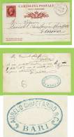 1879 - INTERO POSTALE DIECI C. CON TIMBRO PUBBLICITARIO AURELIO CHIAFFARINO BARI - PER GENOVA IL 124/79 - Stamped Stationery