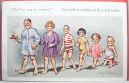 Cp Litho Illustrateur FLORENCE HOUSE Donald Mc Gill Famille Yes We Have No Pyjamas Voyagé 1924 Timbre Cachet Houyoux - Mc Gill, Donald