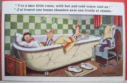 Cpa Litho Humour Fantaisie FLORENCE HOUSE Donald Mc Gill 7021 Homme Cigarette Dans Baignoire Chambre - Mc Gill, Donald