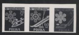 POLAND 1956 11TH STUDENT WINTER GAMES BLACK PRINTS SET OF 3 NHM Sports Ice Hockey Skiing & Ice Skating Events - Ensayos & Reimpresiones