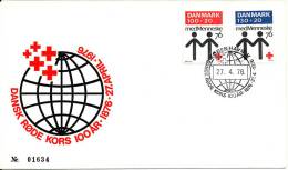 Denmark RED CROSS Cover RED CROSS 100th Anniversary 27-4-1976 With Cachet - Covers & Documents