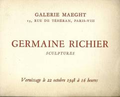 1948 - INVITATION VERNISSAGE G.RICHIER - SCULPTURES - Non Classificati