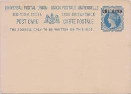 Br India Queen Victoria, UPU Postal Card, One Anna Overprint, Mint India As Per The Scan - 1882-1901 Imperium