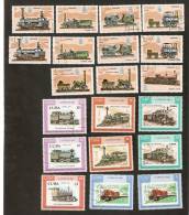 Bc8. Cuba LOT Set Of 20 - 1986 Rail Transport - Locomotives - Expo Vancouver - 1987 Anniversary - Oblitérés