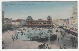 CPA COULEUR BRUXELLES, GARE DU NORD ET PLACE ROGIER, TRAM, TRAMWAY, BELGIQUE - Vervoer (openbaar)