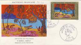 FDC  POLYNÉSIE  1975 TAHITI   ARTISTES EN POLYNESIE # R MARCEL MARIUS  # PEINTRE CONTEMPORAIN  # CARTOR - FDC