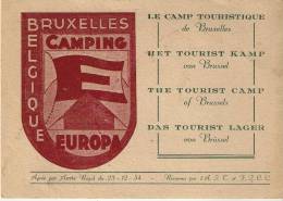 CPA . PUB .Format :150 X 105 Mm. BRUXELLES CAMPING .. CAMP TOURISTIQUE . Scan . - Pubs, Hotels, Restaurants