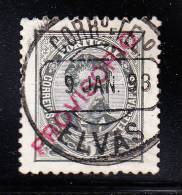 Portugal Used Scott #84 25r King Luiz, Provisorio Overprint In Red; Cancel Elvas 9 Jan 93 - Used Stamps