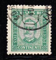 Portugal Used Scott #71a 25r King Carlos, Green - Usati
