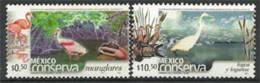 Protection De La Faune Mangrove & Lagunes. (Mexico Conserva) 2 T-p Neufs ** ( These Stamps Are Getting Scarcer Everyday) - Cicogne & Ciconiformi