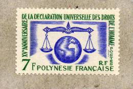 POLYNESIE Française : 15 Ans De La Déclaration Universelle Des Droits De L´Homme - UNESCO - Balance De La Justice - Neufs