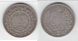 **** TUNISIE - TUNISIA - 1 FRANC AH1308-1891 A - SILVER - ARGENT **** EN ACHAT IMMEDIAT !!! - Tunisia