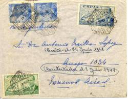 Carta De Madrid A Argentina 1941 Sellos Juan De La Cierva. Censura Y Rodillo Llegada. Cover, Lettre. Ver 2 Scan - Briefe U. Dokumente
