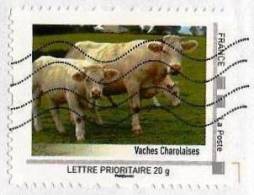 MonTimbraMoi MTM - La Bourgogne Comme J'aime (2012) : Vache Charolaise  / Charolais Cow. Burgundy Lettre Prioritaire 20g - Kühe