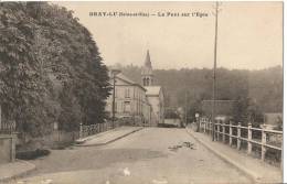 CARTE POSTALE PHOTO ORIGINALE ANCIENNE : BRAY ET LÛ  LE PONT SUR L'EPTE  VAL D'OISE (95) - Bray-et-Lû