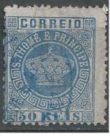 S. TOMÉ E PRÍNCIPE - 1881-85-  Coroa. Novas Cores. 50 R. D. 12 3/4  (o)  MUNDIFIL  Nº 14 - St. Thomas & Prince