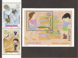 ALBANIA -EUROPA 2010 -TEMA ANUAL " LIBROS INFANTILES".- SERIE De 2 V. VERTICAL + HOJITA BLOQUE  -  DENTADOS - 2010