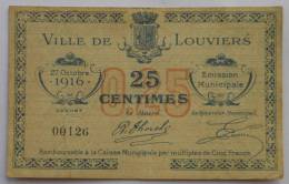 Louviers 27 LOT De 2 Billets, 25 Et 50 Centimes - Bons & Nécessité