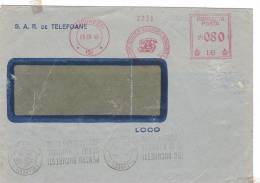 TELEPHONE, VERY RARE REGISTRED PRIVAT COVER, METER MARK RED 8,00 LEI, 1946, ROMANIA - Machines à Affranchir (EMA)