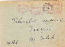 DEPRTMENT OF AGRICULTURE, REGISTRED COVER, VERY RARE METER MARK RED 0,75 LEI, 1956, ROMANIA - Machines à Affranchir (EMA)