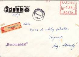 REGISTRED PRIVAT COVER, NEWSPAPER, VERY RARE METER MARK RED 1,55 LEI, 1964, ROMANIA - Machines à Affranchir (EMA)