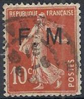 1906-07 FRANCIA USATO FRANCOBOLLI DI FRANCHIGIA 10 CENT ROSSO - FR548 - Military Postage Stamps