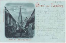 Lüneburg Mondschein Karte Hinter Der Alterbrückermauer Belebt Bahnpost HANNOVER - ... 21.5.1898 - Lüneburg