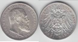 TOP QUALITY *** WURTTEMBERG - ALLEMAGNE - GERMANY - 3 MARK 1910 F WILHELM II - ARGENT - SILVER *** EN ACHAT IMMEDIAT !!! - 2, 3 & 5 Mark Silver