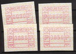 P150.-.SWITZERLAND / SUIZA .-. 1990 .-.  ATM .-. MI # : 4 .-. MNH .  . FOUR VALUES - Postage Meters