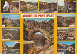 Cp , 07 , LE PONT DARC Et Ses Environs , Multi-Vues - Vallon Pont D'Arc