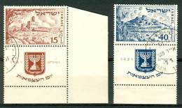 Israel - 1951, Michel/Philex No. : 57/58,  - USED - *** - Full Tab - Used Stamps (with Tabs)