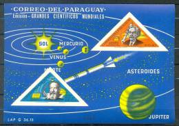 Paraguay 1965 Bloc 70 NUMBERED IN BLACK Einstein Galillée Gallileo Space Espace MNH XX - Amérique Du Sud