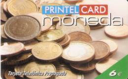 TARJETA DE ESPAÑA DE MONEDAS DE EURO (COIN)  PRINTELCARD  AGOSTO 2002 - Timbres & Monnaies