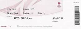 HSV Hamburger-FC Fulham/Football/UEFA Europa League Match Ticket - Tickets D'entrée