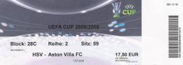 HSV Hamburger-Aston Villa/Football/UEFA Cup Match Ticket - Match Tickets