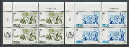 UN Geneva 1987 Michel # 154-155, 2 Blocks Of 4 Stamps With Lable In Upper Left Corner , MNH - Blocs-feuillets