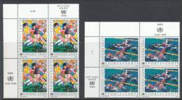 UN Geneva 1988 Michel # 169-170, 2 Blocks Of 4 Stamps With Lable In Upper Left Corner , MNH - Blocs-feuillets