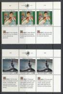 UN Geneva 1989 Michel #  180-181, 2 Block Of 3 Stamps With Lable In Upper Right Corner And Ornamental Fields , MNH - Hojas Y Bloques