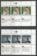 UN Geneva 1989 Michel #  180-181, 2 Block Of 3 Stamps With Lable In Upper Right Corner And Ornamental Fields , MNH - Blocks & Sheetlets