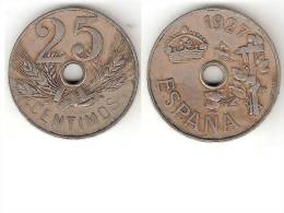 Spain Spanje 25 Centimos 1927 Km 742  Vf+  * - Other & Unclassified