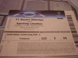 FC Bayern Munchen-Sporting Lisbon/Football/UEFA Champions League Match Ticket - Tickets D'entrée