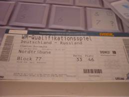 Germany-Russia International Football Match Ticket (11 October 2008) - Match Tickets