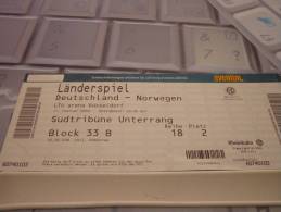 Germany-Norway International Football Match Ticket (11 February 2009) - Eintrittskarten