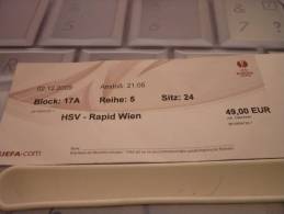 HSV Hamburger-Rapid Wien/Football/UEFA Europa League Match Ticket - Match Tickets