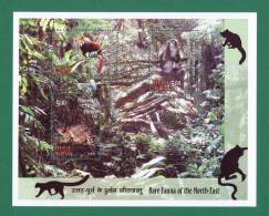 INDIA 2009 RARE FAUNA OF NORTH-EAST, MNH MS ANIMAL, RED PANDA, CAT, MONKEY, FOREST, PLANT, TREES, MINIATURE SHEET SG2629 - Nuovi