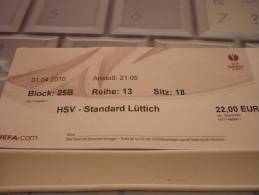 HSV Hamburger-Stanard Liege/Football/UEFA Europa League Match Ticket - Eintrittskarten
