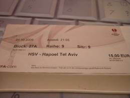 HSV Hamburger-Hapoel Tel Aviv/Football/UEFA Europa League Match Ticket - Eintrittskarten