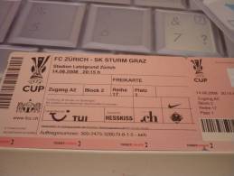 FC Zurich-SK Sturm Graz/Football/UEFA Cup Match Ticket - Tickets D'entrée